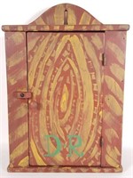 Folk Art style painted wall cabinet