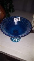 Blue Glass Footed Bowl