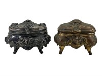 2 Brainard & Wilson Metal Jewelry Caskets