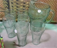 Coca Cola Pitchers & 6 matching glasses