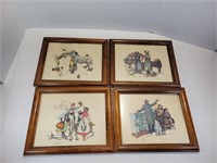 4- Framed Norman Rockwell Prints 8" X 10"