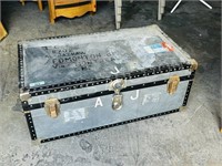 tin clad trunk w/ key - 36 x 20 x 14 H