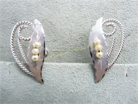 Sterling Earrings w/ Pearl-Beads