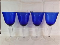 Set of Four Handblown Wine Goblets