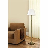 Canopy Antique Brass Adjustable Floor Lamp with En