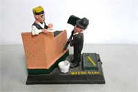 Cast Iron Mechanical  Bank "Mason Bank" 7 1/2"L