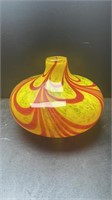 Beautiful Art glass red swirl Vase