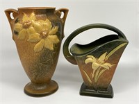 Roseville Clematis Vase & Zephyr Lily Pitcher.