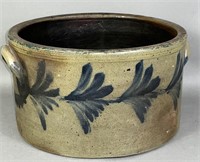 Cobalt decorated stoneware butter crock ca. 1875;
