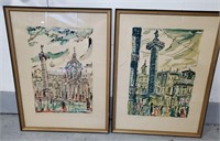 (E) 2 Lithographs of Rome by Meeks - (33" x