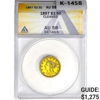 1857 $2.50 Gold Quarter Eagle ANACS AU58 Details