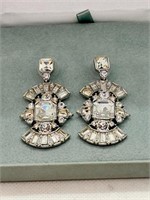 Estate Rhinestone Earring Set 1.75"  beautiful se