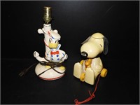 Donald Duck Lamp & Early Snoopy Toy