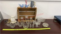 Vintage Glassware & Wooden Crate