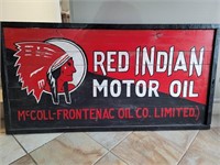 Red Indian motor oil wooden sign