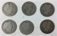 Silver Barber Quarters Lot of 6