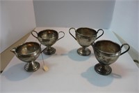 2 SETS STERLING CREAM AND SUGARS 3" AND 3.5"