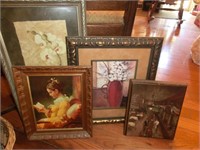 4 framed prints including interior of bar scene