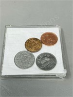 4 Cdn coins includes 1924 nickle & penny