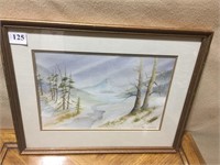 WATERCOLOR "WINTER SCENE" BY J. S. PLOVACK 15 H X