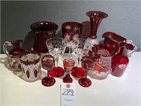 VTG Red & Clear Glass Glassware