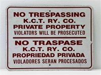 KCT RY Co No Trespassing Sign