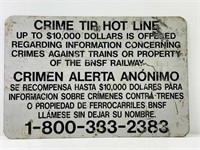 BNSF Railway Crime Hotline Sign