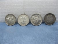 Four Commemorative Half Dollars 90% Silver