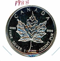 1988 Canadian Silver 1 oz Maple Leaf