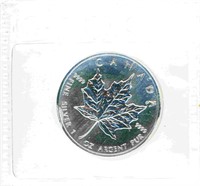 1990 Canadian Silver 1 oz Maple Leaf