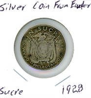 Silver Coin from Ecuador Sucre 1928