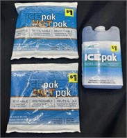 3pc Cryopak Reusable Ice Paks Assorted Sizes NEW