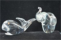Glass Art Elephant and Whale