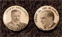Teddy Roosevelt & McKinley Political Pins