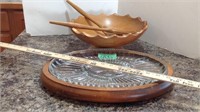 Wood bowl and serving tray