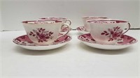 4 CHELSEA CUPS & SAUCERS "LILY" PATTERN