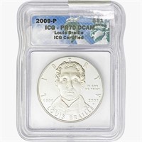 2009-P .77oz. Silver Louis Braille Dollar ICG