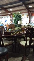 Wood table 67L , 6 chairs with cloth seats and 2