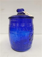 8" x 6.5" Cobalt Blue Planters Peanut Jar