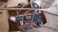 Battery charger, Desk Lamp, Rake
