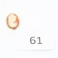 Vintage 750 18k Yellow Gold Cameo Brooch Pendant