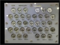 Mercury Dimes, 1934-1945, (35 coins) BU like