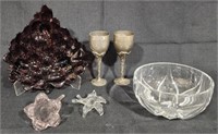 Assortment of Art Glass & Silverplate Items