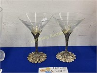 PAIR OF ARTHUR COURT "GRAPE" STEM MARTINI GLASSES