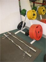 Weider Free Weights w/Rack & 4ft Bars  4/45lbs
