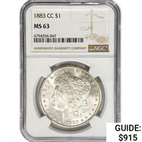 1883-CC Morgan Silver Dollar NGC MS63