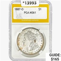 1887-O Morgan Silver Dollar PGA MS61