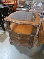SOLID WOOD GLASS TOP CENTER TABLE