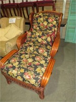 BAMBOO STYLE PADDED CHAIR AND OTTOMAN