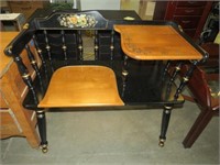 BLACK PAINTED WOOD STENCIL TELEPHONE TABLE